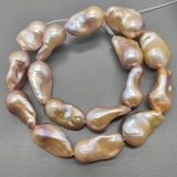 Бусины жемчуга Барокко, розовый персик с переливами, 21-26 мм, нитка