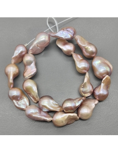 Бусины жемчуга Барокко, розовый с переливами, 21-26 мм, нитка
