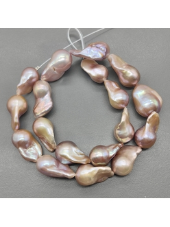 Бусины жемчуга Барокко, розовый с переливами, 21-26 мм, нитка