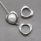 Бусина Коннектор Сердце, 12 мм, родий