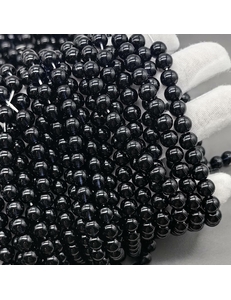 Бусина Акрил, черный, 6 мм, нитка