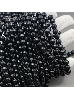 Бусина Акрил, черный, 6 мм, нитка