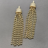 Подвеска Кисточка с фианитами, 7 см, позолота, шт