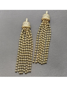 Подвеска Кисточка с фианитами, 7 см, позолота, шт