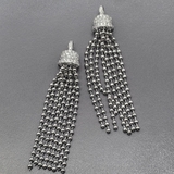 Подвеска Кисточка с фианитами, 7 см, родий, шт