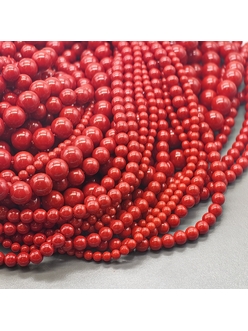 Жемчуг Майорка, 10 мм, красный, глянцевый, нитка, тип2