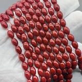 Жемчуг рисовый Майорка, 6*8.5 мм, темно-красный, нитка