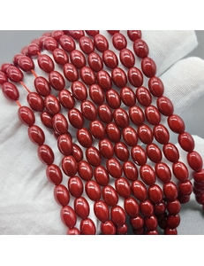 Жемчуг рисовый Майорка, 6*8.5 мм, темно-красный, нитка