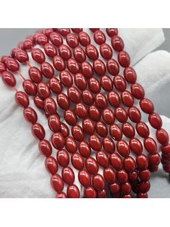 Жемчуг рисовый Майорка, 6*8.5 мм, темно-красный, нитка