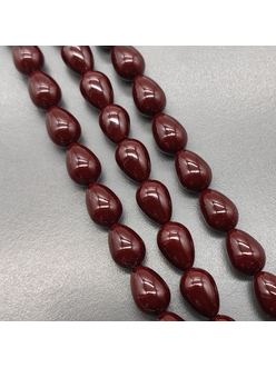Жемчуг капля Майорка, 12*16 мм, бордовый, нитка