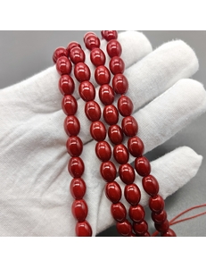 Жемчуг рисовый Майорка, 7.5*9.5 мм, темно-красный, нитка