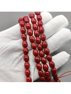 Жемчуг рисовый Майорка, 7.5*9.5 мм, темно-красный, нитка