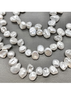 Жемчуг натуральный Кеши лепестки, белый, 10-12 мм, нитка