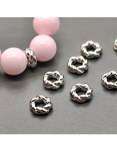 Бусина узелки, 7.5*3 мм, родий, шт