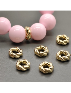 Бусина узелки, 7.5*3 мм, позолота, шт