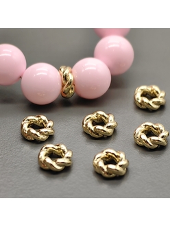 Бусина узелки, 7.5*3 мм, позолота, шт