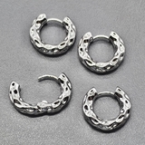 Серьги-кольца рифленые, конго, 19.5*4 мм, родий