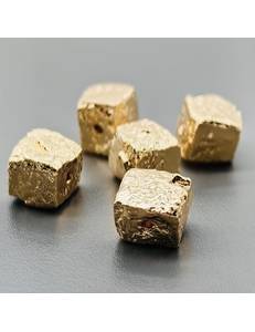 Бусина мятый Кубик, 10 мм, позолота