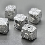 Бусина мятый Кубик, 10 мм, родий