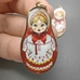 Подвеска Матрешка красная с эмалью, 20*38 мм, позолота