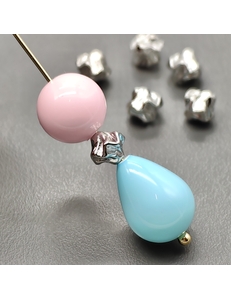 Бусина ромбик, 5 мм, родий, шт