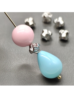 Бусина ромбик, 5 мм, родий, шт