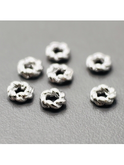 Бусина узелки, 4*1 мм, родий, шт