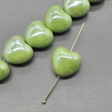 Бусина Сердце из керамики, зеленый, 17*15 мм, шт