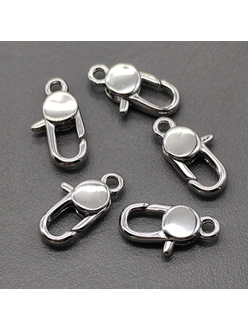 Замок карабин, 16.5*7 мм, родий