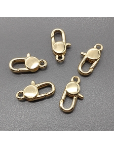 Замок карабин, 16.5*7 мм, позолота