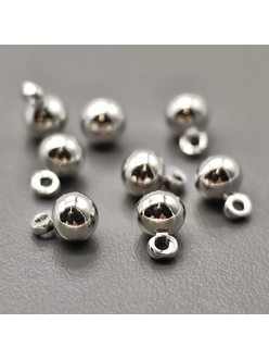 Подвеска концевик маленький шар, 7*5 мм, родий