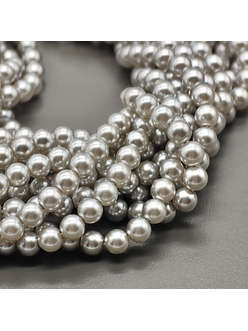 Жемчуг Майорка, 6 мм, светло-серый, глянцевый