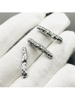 Бусина Труба фриформ, 22*4 мм, родий