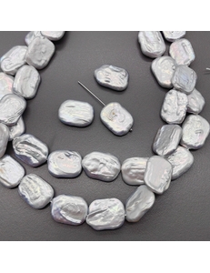 Жемчуг натуральный серый прямоугольник, 15*20 мм, шт