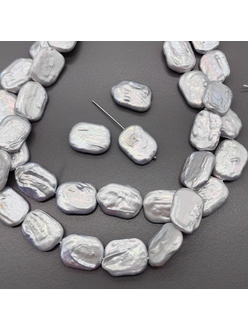 Жемчуг натуральный серый прямоугольник, 15*20 мм, шт