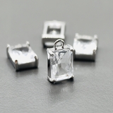 Подвеска Прямоугольник прозрачный, 11*6.5 мм, родий