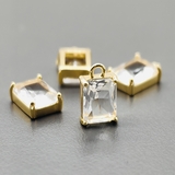 Подвеска Прямоугольник прозрачный, 11*6.5 мм, позолота