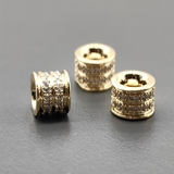 Бусина рондель с фианитами, 6*5 мм, позолота, шт