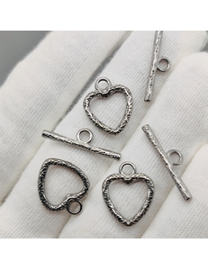 Замок Тогл сердце, 17*13 мм, черный