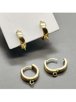 Швензы Круг без фианитов, 13 мм, позолота