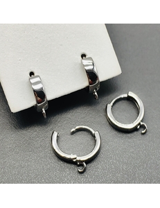 Швензы Круг без фианитов, 13 мм, родий