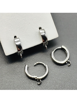 Швензы Круг без фианитов, 13 мм, родий