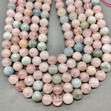 Бусины Розовый кварц, Аквамарин, Амазонит, 12 мм, нитка