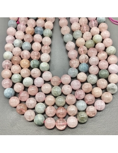 Бусины Розовый кварц, Аквамарин, Амазонит, 12 мм, нитка