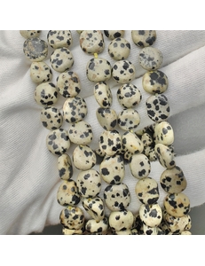 Бусина галтовка, яшма далматин, 8*9 мм, нитка