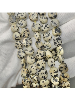 Бусина галтовка, яшма далматин, 8*9 мм, нитка