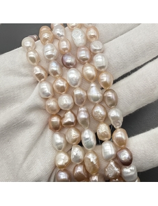 Жемчуг натуральный картошка, микс, 7-8 мм, 18 см