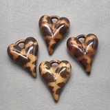 Подвеска Сердце с оранжево-коричневой эмалью, 27*20 мм