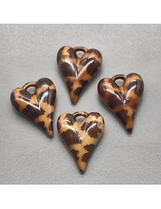 Подвеска Сердце с оранжево-коричневой эмалью, 27*20 мм