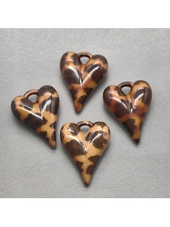 Подвеска Сердце с оранжево-коричневой эмалью, 27*20 мм